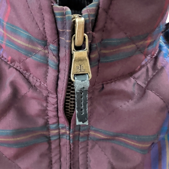 Ralph Lauren Quilted Cord Collar Equestrian Style Plaid Vest Women's Medium - Picture 9 of 15